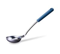 Fackelmann Cucharón Essential de acero inoxidable con mango azul oscuro, perfecto para servir sopas y guisos, apto para lavavajillas