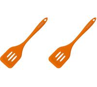 Fackelmann Espátula con Ranuras, Freír y Plancha, Silicona de Tacto Suave, Resistente hasta 230ºC, Apta para Lavavajillas, colores variados (Naranja/Negro), 29x7 cm, 1 ud. (Paquete de 2)