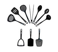 Fackelmann Fenix Set de Utensilios de Cocina, incluye 10 Utensilios, 100% Plástico Reciclado RPET de Alta Resistencia, Color Negro, Aptos para Lavavajillas