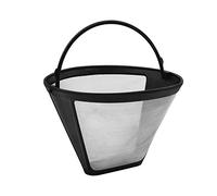 Fackelmann Filtro Permanente Café o Té nº4, Óptimo para Cafetera Eléctrica de Goteo, Reutilizable, Malla de Acero Inoxidable, Color Negro, 11.5x8.5cm, 1 ud