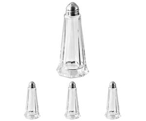 Fackelmann FM Professional Azucarero, Salero, Pimentero de Cocina con Tapa, Capacidad 40 ml, Recipiente de Cristal, Transparente y Plateado, 4,5x4,5x11cm, 1 ud. (Paquete de 4)