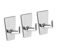 FACKELMANN Ganchos Adhesivos (4,5 cm, 3 Unidades, Polipropileno, cromados), PP, Plata, 4.5 x 4.5 x 3.5 cm