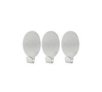 FACKELMANN Ganchos Adhesivos Ellipse 2,4 x 4,1 cm, 3 Unidades, Acero Inoxidable, Plata, 4.1 x 2.4 x 2 cm, 3