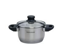 Fackelmann Geneva Olla Alta 16 x 9,5 cm, Capacidad 1,8 Litros, Cazo de Acero Inoxidable con Núcleo de Aluminio, Resistente a Corrosión y Fácil de Limpiar, Distribución Uniforme del Calor