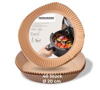 Fackelmann Hot Air Fryer Baking Paper - 20 x 20 cm Round, 40 Pieces, Oil and Wat