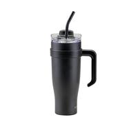 Fackelmann Jarra térmica XXL - 1,2 l, vaso térmico negro de acero inoxidable, doble pared aislada, a prueba de fugas, limpieza a mano, para viajes