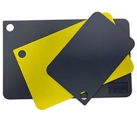 Fackelmann Juego de 3 tablas de cortar de plástico flexible XSlim, 3 tamaños en colores gris y amarillo según HACCP, aptas para lavavajillas 38,5 x 24 cm, 31,5 x 20 cm, 24,5 x 16 cm
