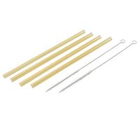 Fackelmann Juego de 4 pajitas de cristal para fiesta de verano, reutilizables, aptas para lavavajillas, para fiestas de verano, incluye cepillo de limpieza de acero inoxidable