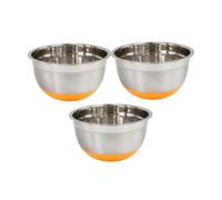 Fackelmann Juego de Bowls 24 cms, Cuencos para Mezclar, Acero Inoxidable con Base Antideslizante de Silicona, 3 uds.