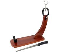 Fackelmann Juego Jamonero Tipo Góndola en Madera de Pino, 35x16 cm, Color Caramelo, Incluye Cuchillo Jamonero Nirosta Elegant 34 cm en Acero Inoxidable