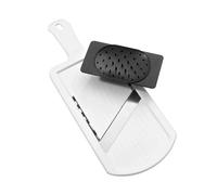 Fackelmann Mandolina de Cocina profesional ajustable para cortar verduras con Protector de Dedos, polímero y acero inoxidable, colores Blanco y Negro, 32x12, 5cm, 1 ud