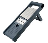 FACKELMANN Mandolina de Cocina Regulable Profesional con salvadedos en plástico y acero inoxidable de admirables calidades, azul e inox, 6ud.