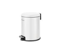 Fackelmann Milano - Cubo de basura con pedal (3 L, color blanco mate, soporte integrado para bolsas, apto para baño y aseo de invitados