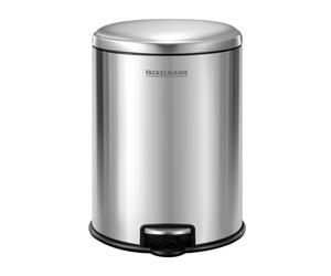 Fackelmann Milano Cubo de basura con pedal de acero inoxidable de 3 litros, elegante cubo de basura de acero inoxidable mate, soporte para bolsa integrado, adecuado para baño y aseo de invitados