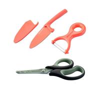 Fackelmann Mini Cook Set de Utensilios de Cocina Infantiles, incluye Cuchillo, Pelador y Tijeras