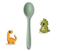 Fackelmann Mini cuchara de cocina de silicona con estante de acero inoxidable, color verde grisáceo, resistente al calor hasta 230 °C, ideal para utensilios de cocina revestidos, apto para