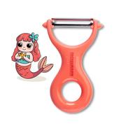 Fackelmann Mini pelador, mango ergonómico en rosa delicado, hoja plateada inoxidable, ideal para frutas y verduras, apto para lavavajillas