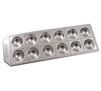 Fackelmann Molde para hacer raviolis caseros, con 12 huellas de forma redonda, material de aluminio resistente, dimensiones 34 x 11,5 x 2 cm, línea Sybaris