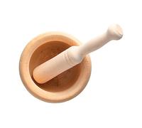 Fackelmann Mortero de Cocina para Triturar Especias, ajos y aliños, Majar, Salsas y Alioli, 14x10cm y Mano 3,5x20cm, Madera Natural de Abedul, 14x10cm, 1ud