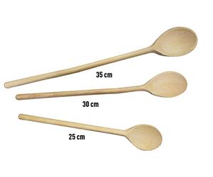 Fackelmann Nature Cucharas madera. Color natural. 24x4,5cm, 30x4,5cm y 35x4,5cm. 3 uds