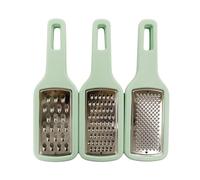 Fackelmann Ocean Set de 3 Ralladores de Cocina, Apilables, Fácil Almacenamiento, Acero Inoxidable y Poliestireno, Aptos para Lavavajillas, 21 x 6,5 x 4 cm, Verde Agua, 1 ud
