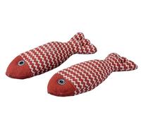Fackelmann Our Pets - 2 Piezas de 20 cm - Peces de algodón Rojo - Juguete para Gatos de Todas Las Edades - Limpieza a Mano