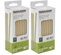 Fackelmann Pajitas de papel desechables sostenibles medio ambiente (certificado FSC), reciclables, compostables. Pajitas biodegradables para fiestas o el hogar, color marrón-blanco 0,8x15cm, 50uds.