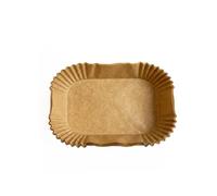 Fackelmann Papel para freidora de aire rectangular, 50 unidades, recipientes desechables de 20,5 x 14 x 4,5 cm, bandejas desechables de papel de horno natural antiadherente, resistente a 230 °C, para