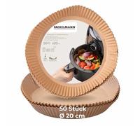Fackelmann Papel para horno para freidora de aire caliente, redondo, 20 cm, resistente al aceite y al agua, minimiza la limpieza, 50 unidades, resistente al calor hasta 220 °C