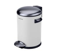Fackelmann Paris - Cubo de basura con pedal (3 L), color blanco mate, elegante cubo de basura en blanco, soporte integrado para bolsas, 2 asas, apto para baño y aseo de invitados