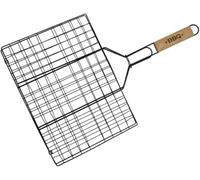 Fackelmann Parrilla Reversible para Carne, Utensilio de Barbacoa especial para Asados y Chimenea, Acero antiadherente y Mango de Madera, 54 x 35 cm, 1 ud