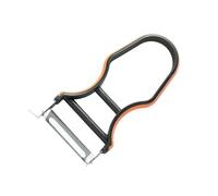 Fackelmann Soft Pelador Verduras y Frutas, Pelador de Cocina, Pelador de Patatas, Pelador Manual, Cuchilla acero inoxidable con mango de elastómero gris y polipropileno naranja, negro, 12x6cm, 1 ud.