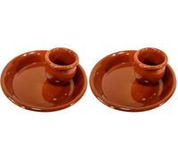 Fackelmann Plato Aceitunero Pequeño de Cerámica, Cuenco Aceitunero de Barro con Recipiente para Huesos de Aceituna, Plato para Aperitivos, Color Natural, Ø13x5cm, 1 ud. (Paquete de 2)