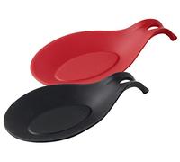 Fackelmann Reposa Cucharas de Silicona Antideslizante para proteger la Encimera de Cocina, Apto para Lavavajillas, 23,5x12x3,5cm, Color aleatorio Rojo o Negro, 1 ud.