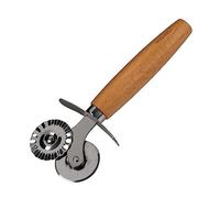 Fackelmann Rueda para raviolis, bocadillos o galletas, grado de graduación de acero inoxidable con aleación de zinc, para pasta casera, mango ergonómico de madera de haya