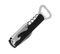 FACKELMANN Sacacorchos Camarero Multifuncional, Sacacorchos Vino, Abrebotellas, Color Acero Cromado y Amarillo o Negro, 13,5x8x1 cm, Uds 1