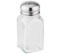 FACKELMANN Salero o pimentero cocina o mesa de cristal con tapa en acero inoxidable, capacidad de 75ml, 3,9x3,9x10cm, 1ud.