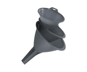 Fackelmann Set 3 Embudos de Plástico para Cocina, Material Polipropileno, Diámetros 8-9-11cm, Embudos Dosificadores Diversos Tamaños, Color gris, 3 uds.