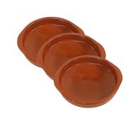 Fackelmann Set de 3 Cazuelas de Cerámica Rústica, Cazuelas de Barro Refractario, Aptas para Cocina de Gas y Eléctrica, Microondas y Horno, Color Natural, 20 cm Diámetro, Borde 5 cm, 3 ud.