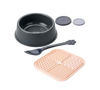 Fackelmann Set de Accesorios para Mascotas, Incluye Cuchara de Alimentación, Tazón de Comida, 2 Tapas Herméticas para Latas de Comida y Alfombra de Silicona para Lamer