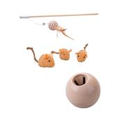 Fackelmann Set de Accesorios para Mascotas, Incluye Ratones de Juguete para Gatos, Bola de Snacks 6 cm y Caña con Pluma para Gatos