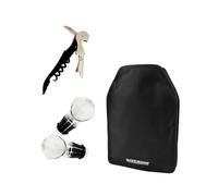 Fackelmann Set de Accesorios para Vino, incluye Funda Enfriadora para Botellas de Vino y Cava, Set de 2 Vertedores Antigoteo y Sacacorchos de Camarero de Dos Tiempos