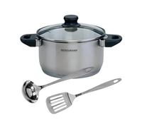 Fackelmann Set de Olla y Utensilios, incluye Olla Alta Acero Inoxidable 20 cm Fackelmann Geneva, Capacidad 3,4 Litros, Paleta y Cazo de Acero Inoxidable