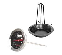 Fackelmann Set de Utensilios para Barbacoa, Incluye 1 Soporte Especial para Asar Pollo de 19 cm y 1 Termómetro de Cocina Profesional para Asados, 14 cm