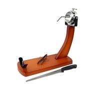 Fackelmann Set Soporte Jamonero Giratorio de Madera de Pino, con Cuchillo Jamonero 34 cm Nirosta Elegant de Acero Inoxidable y Pinza para Jamón 11 cm de Acero Inoxidable