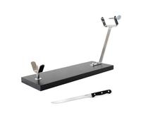 Fackelmann Set Soporte Jamonero XXL Negro, 48x34 cm, Especial Jamones Grandes, Incluye Cuchillo Jamonero 24/36 cm