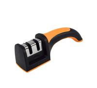 Fackelmann Soft Afilador de Cuchillos 2 en 1, Afilado en Dos Etapas con Ranuras de Cerámica y Acero Inoxidable, Mango Ergonómico Antideslizante de PP y TPR, Apto para Cocina Doméstica y Profesional