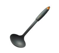 Fackelmann Soft Cazo Sopa, Cuchara Sopera de Plástico Apta para Sartenes y Ollas, Revestimiento Antiadherente, Nylon Resistente hasta 200ºC y Mango Antideslizante con Tacto Suave, 30x9.7cm, 1 Unidad