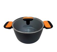 Fackelmann Soft Olla con Tapa, Antiadherente, 20 cm, Aluminio Forjado, Revestimiento Cerámico Greblon Libre de PFA, Apta para Inducción, Vitro, Gas y Horno, Asas Suaves con Silicona, 1 ud