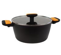 Fackelmann Soft Olla con Tapa, Antiadherente, 24 cm, Aluminio Forjado, Revestimiento Cerámico Greblon Libre de PFA, Apta para Inducción, Vitro, Gas y Horno, Asas Soft Touch, 1 ud.